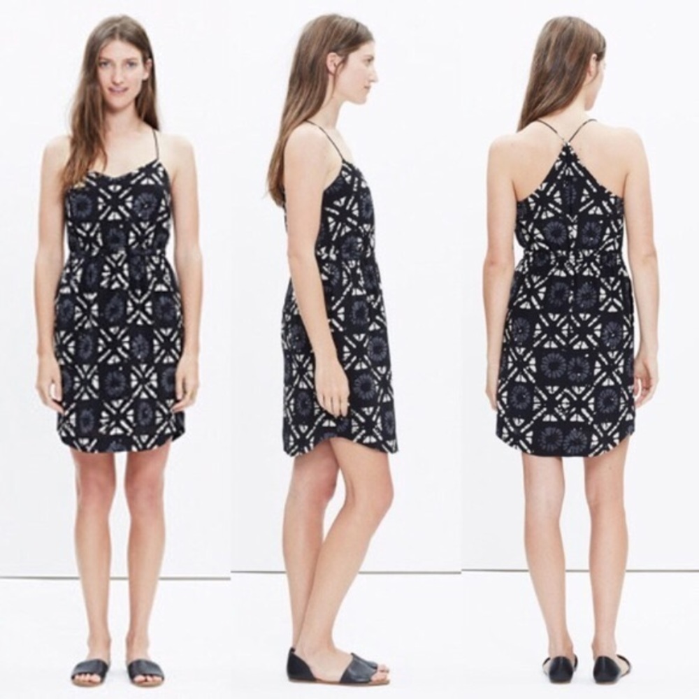 Madewell Starview Batik Grid Silk Cami Dress